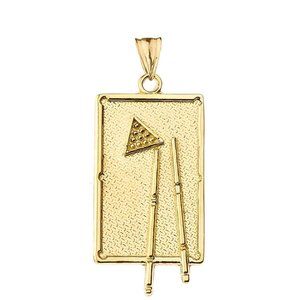 10K Solid Gold Billiards Pool Table Pendant Charm - Yellow, Rose, or White